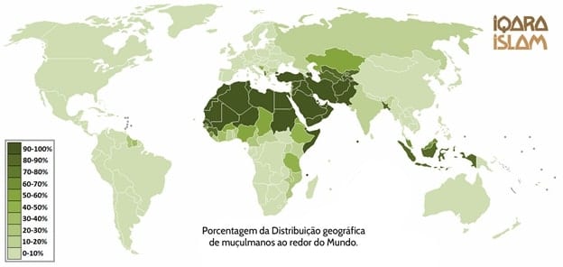 Mapa da concentração de muçulmanos no mundo