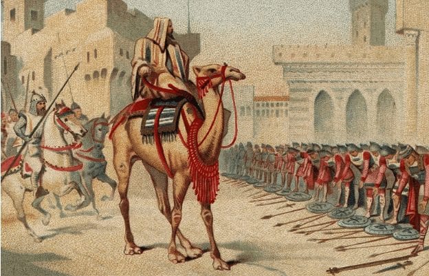 Representação de Umar Ibn Al Khatab dominando Jerusalém